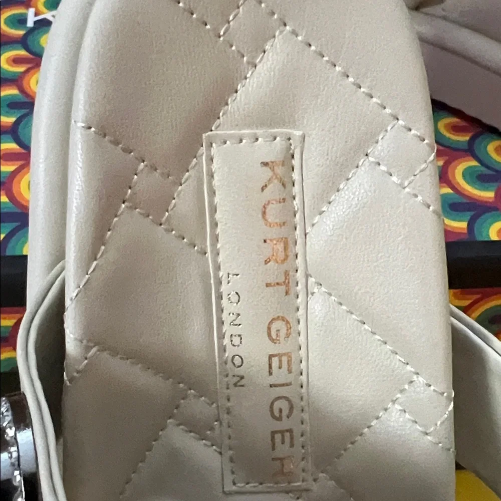 Kurt Geiger Orson Jeweled Sandal in Bone Combination Leather Sz 7 - Picture 7 of 16